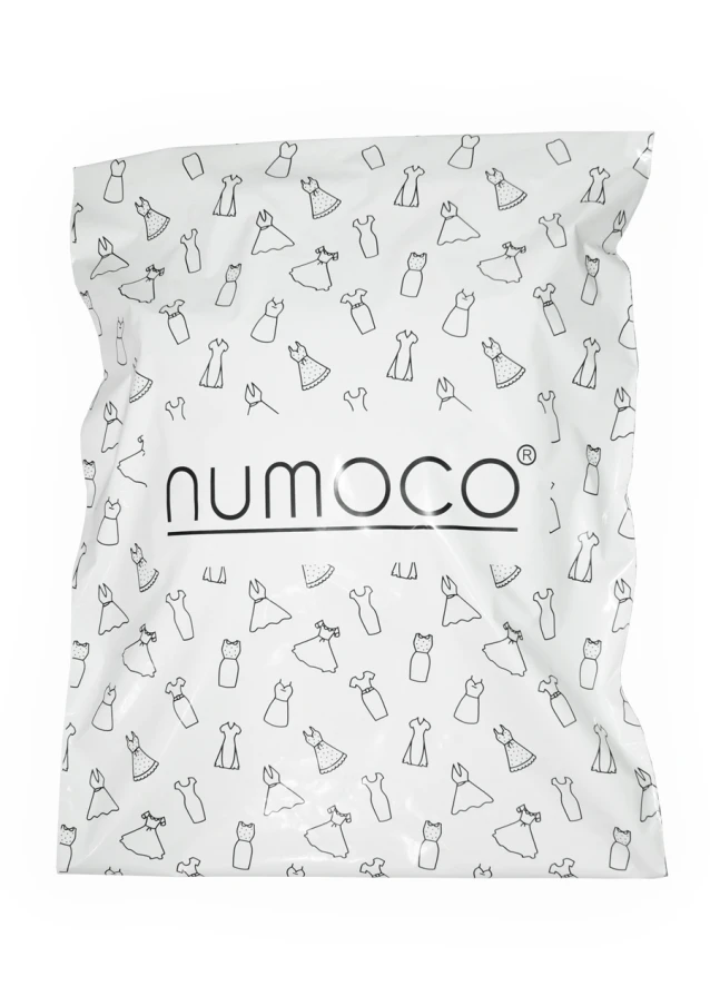0-7 Große Folientransporttasche - weiß glänzend + schwarz numoco Logo