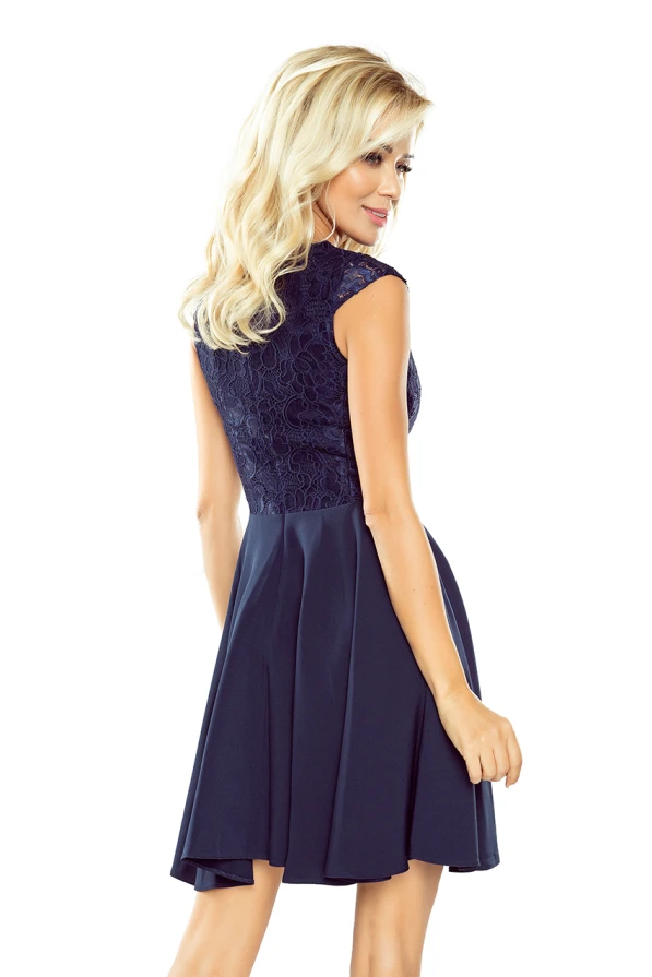 Kleid MARTA mit Spitze- dunkel blau 157-1