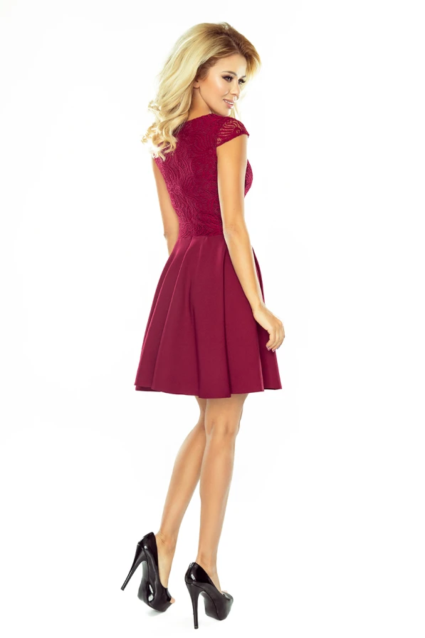 Kleid MARTA mit Spitze - Burgunder Farbe 157-3