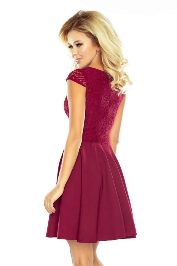 Kleid MARTA mit Spitze - Burgunder Farbe 157-3