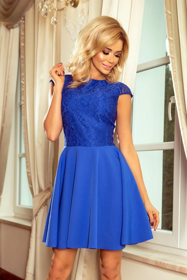 157-5 Kleid MARTA mit Spitze -  blau