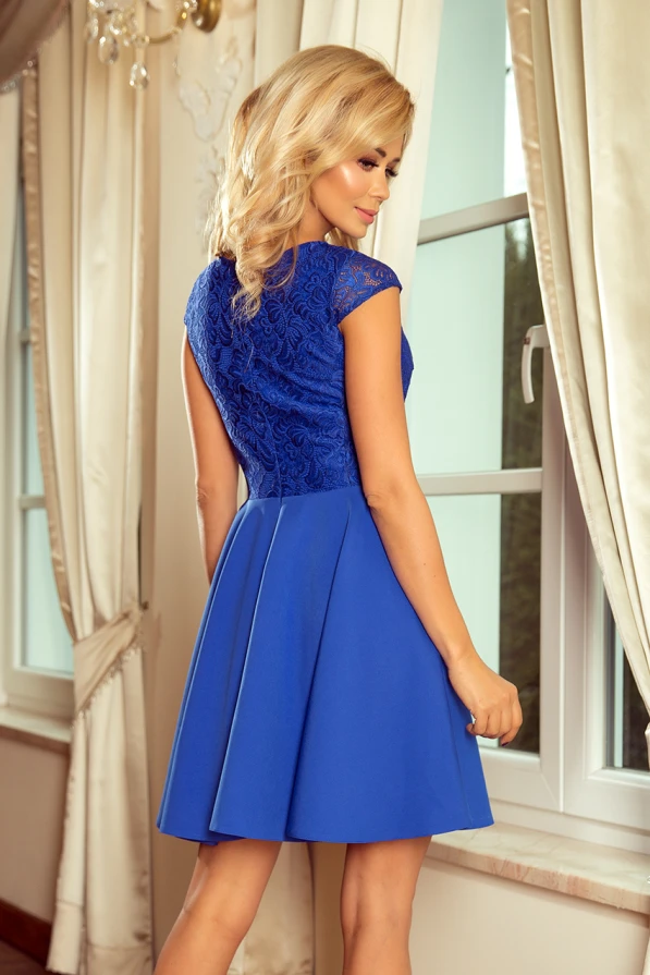 157-5 Kleid MARTA mit Spitze -  blau