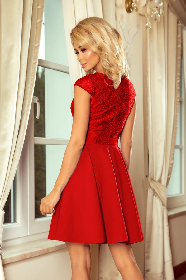157-8 Kleid MARTA mit Spitze -  rot