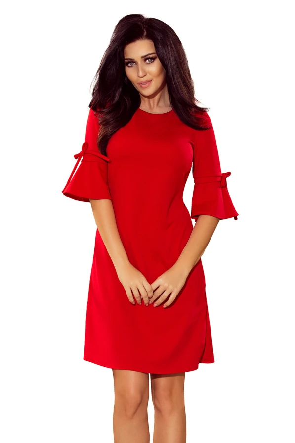 217-1 NEVA Trapezförmiges Kleid mit ausgestellten Ärmeln - rot