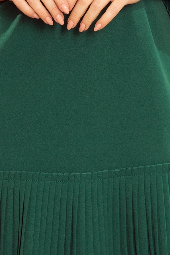 228-2 LUCY - plissiertes bequemes Kleid - grün