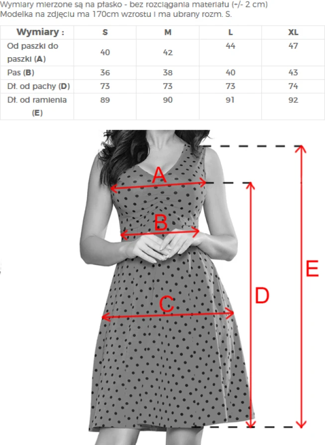 238-1 BETTY Kleid mit einem Ausschnitt - Rot + Tupfen
