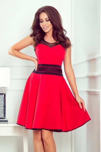 261-1 RICA Kleid mit Tülleinsätzen - rot