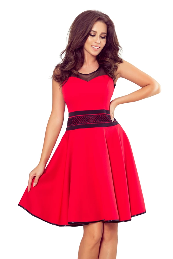 261-1 RICA Kleid mit Tülleinsätzen - rot