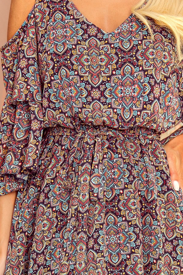292-3 MARINA Kleid mit Ausschnitt - Marokkanisches Muster