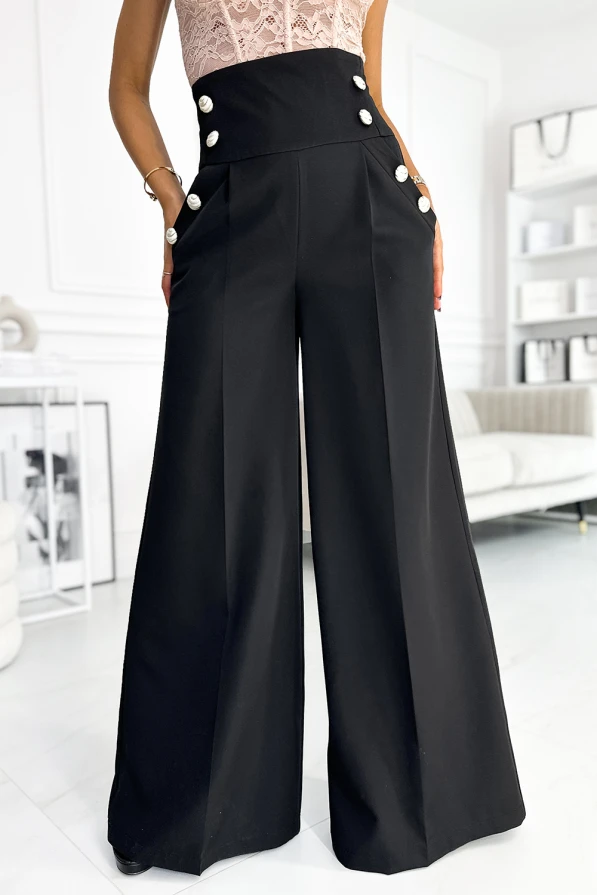 czarne szerokie spodnie