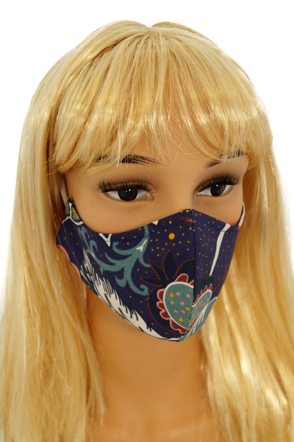 CV06 Wiederverwendbare dekorative Masken - dunkel blau - 100% Baumwolle - 2 Stück